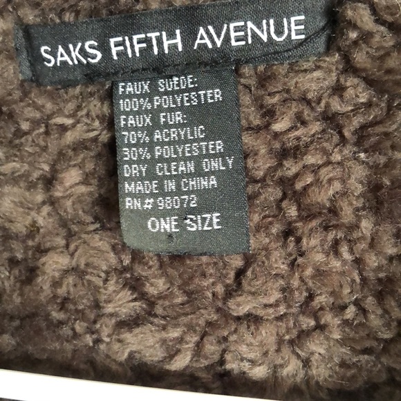 Saks Fifth Avenue Faux Suede, Faux Fur Vest - Picture 2 of 2